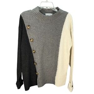 Keren‎ Hart NWT Women's Oversized Long Sleeve Knit Sweater S Gray/Ivory